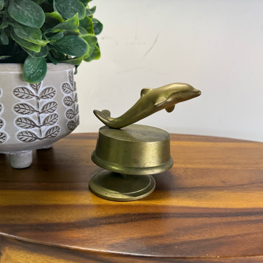 Vintage Brass Dolphin Revolving Music Box